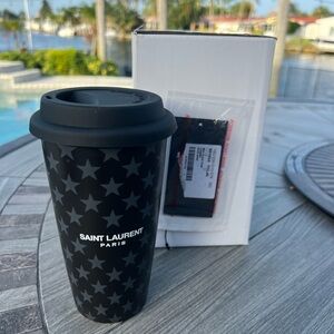 Saint Laurent Coffee Mug In Ceramic Black Star Size Large Brand New In The Box